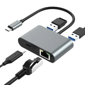 Adaptateur Type-C 4-en-1 RJ45, USB et Charge PD