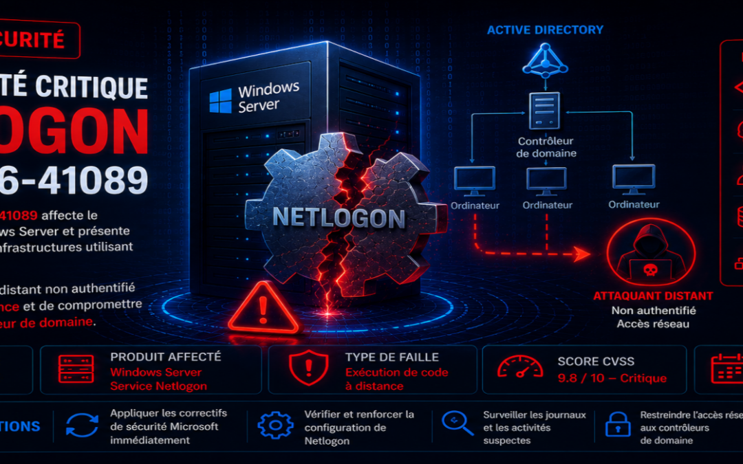 Brèche critique dans Netlogon sur Windows Serveur